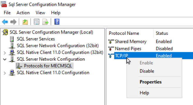 SQL Server Configuration Manager TCP/IP Location